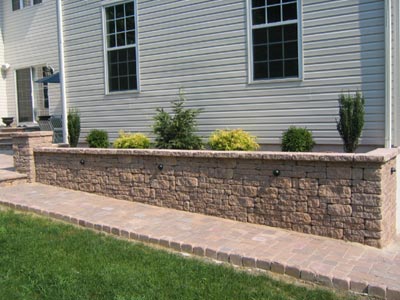 Walkway, Edgestone, Column, and Retaining Wall with built in lighting